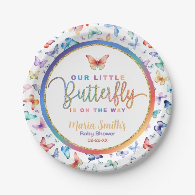 Butterfly Baby Shower Paper Plates (Front)