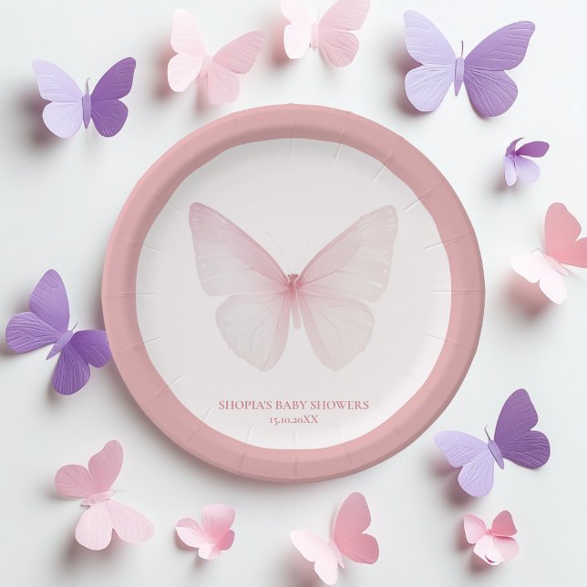 "Butterfly Baby Shower Paper Plates" Paper Plate (Creator Uploaded)