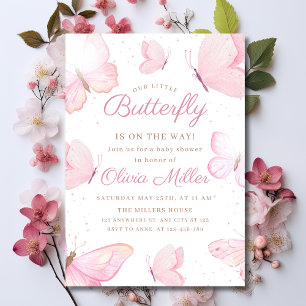 Butterfly Baby Shower Pink Baby Girl Garden Party Invitation