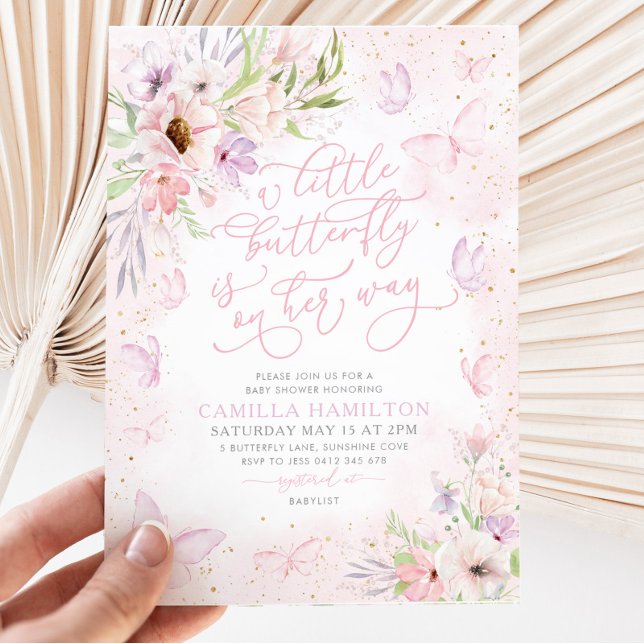 Butterfly Baby Shower Pink Butterfly  Invitation (Creator Uploaded)