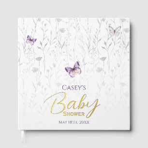 Butterfly Baby Shower Purple Boho Floral Guest Book