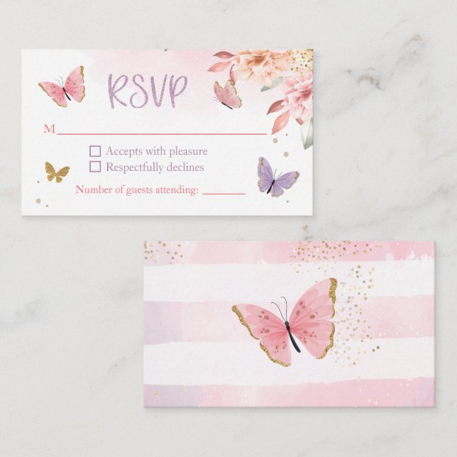 Butterfly Baby Shower RSVP Card (Front/Back)