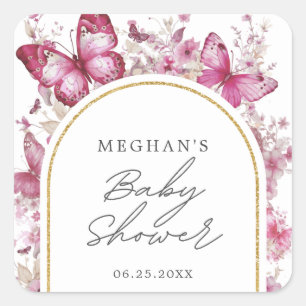 Butterfly Baby Shower Square Sticker