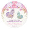 Butterfly baby shower stickers, pink teal gold