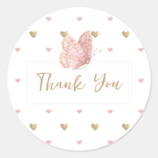Butterfly Baby Shower Thank You Classic Round Sticker