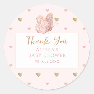 Butterfly Baby Shower Thank You Classic Round Sticker