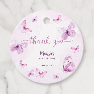 Butterfly Baby Shower Thank You Favour Tags