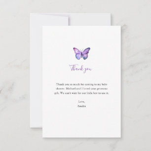 Butterfly Baby Shower Thank you Minimalist Simple