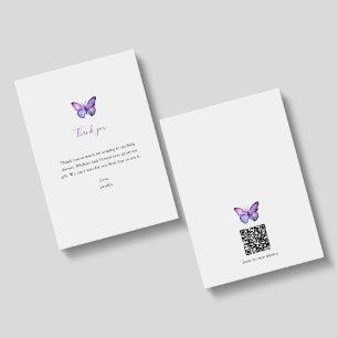 Butterfly Baby Shower Thank you QR Code Card