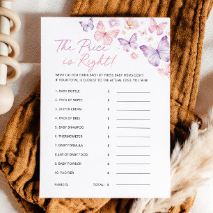 Butterfly Baby Shower The Price Is Right Game Card
