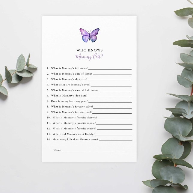 Butterfly Baby Shower Who Knows Mummy Best Game (Creator Uploaded)