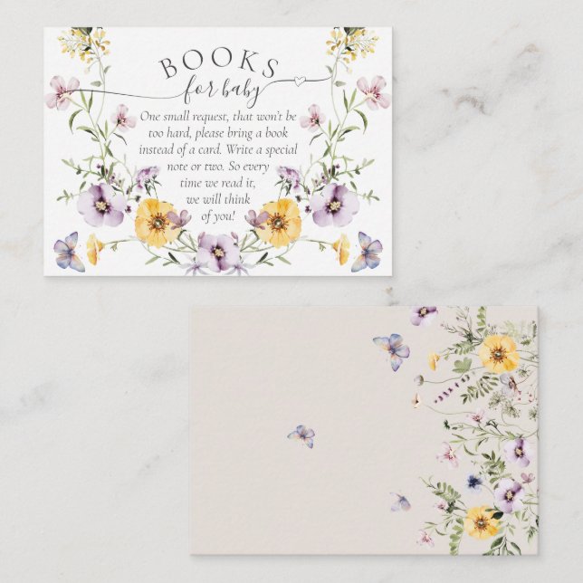 Butterfly Baby Shower Wildflower Book Request Enclosure Card (Front/Back)