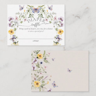 Butterfly Baby Shower Wildflower Diaper Raffle Enclosure Card