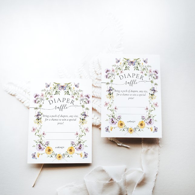 Butterfly Baby Shower Wildflower Diaper Raffle Enclosure Card (Creator Uploaded)