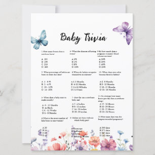 Butterfly baby trivia game baby shower game