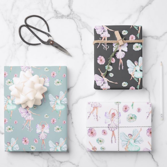 Butterfly Ballerina  Wrapping Paper Sheet (Front)