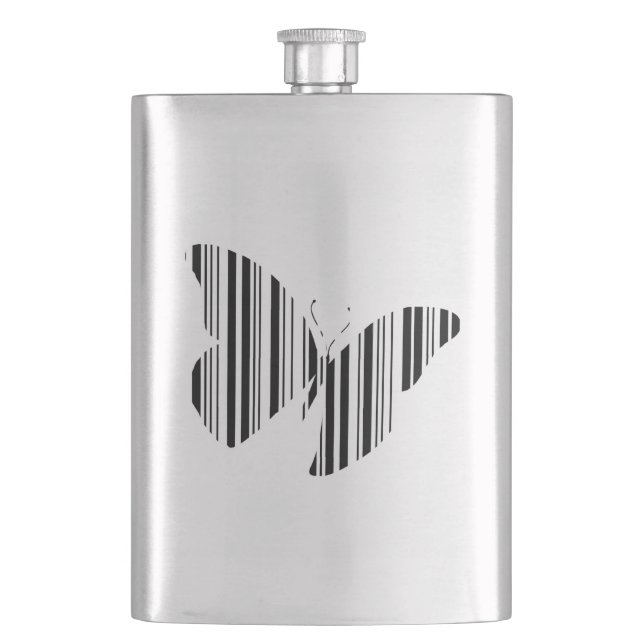 BUTTERFLY BAR CODE Butterflies Pattern Design Hip Flask (Front)