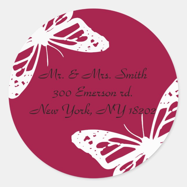 Butterfly Bat Mitzvah Reply Sticker Seal (Front)