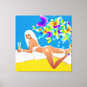 Butterfly Bathing Beauty Wrapped Canvas