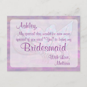 Butterfly - Be My Bridesmaid? Invitation Postcard
