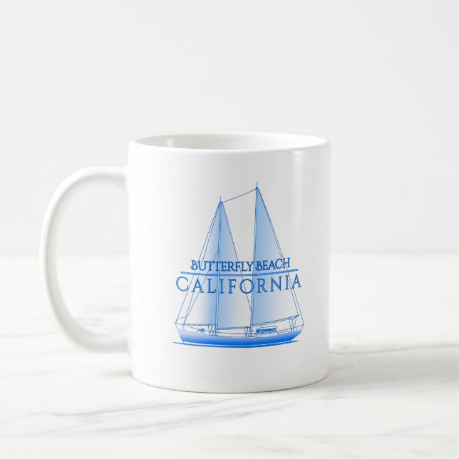 Butterfly Beach Coastal Nautical Sailing Sailor Coffee Mug (Left)