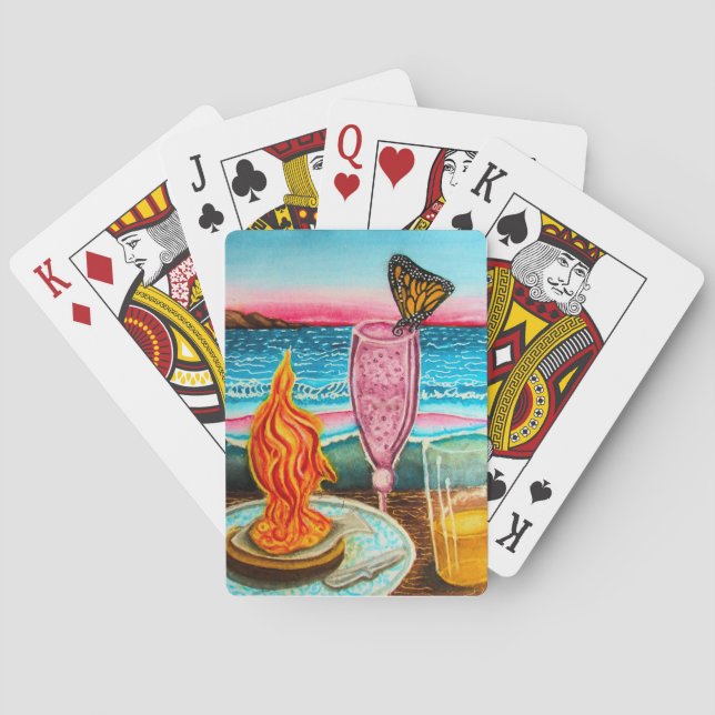 Butterfly Beach Rendezvous Playing Cards (Back)