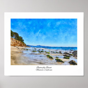Butterfly Beach Santa Barbara Watercolor Painting Poster