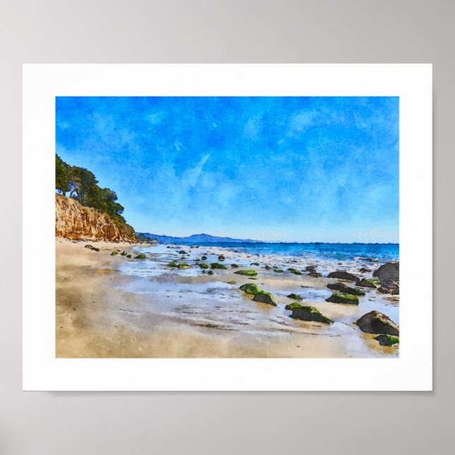 Butterfly Beach Santa Barbara Watercolor Poster (Front)