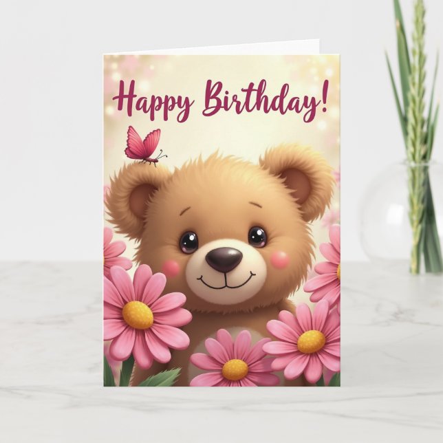 Butterfly Bear Birthday Card (Front)