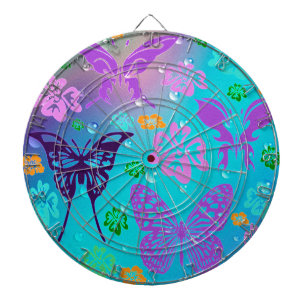Butterfly Beautiful Aloha Hawaiian Blossom Wedding Dartboard