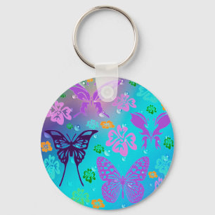 Butterfly Beautiful Aloha Hawaiian Blossom Wedding Key Ring
