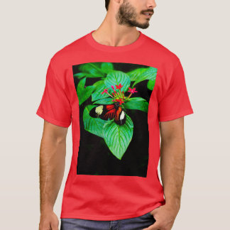 Butterfly Beauty in Red White Black T-Shirt