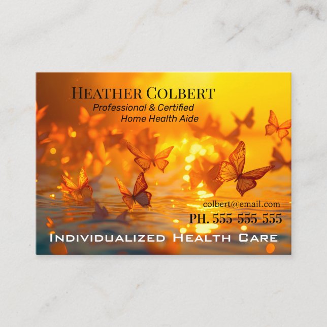 Butterfly Beauty Trustworthy Caregiver Business Card (Front)