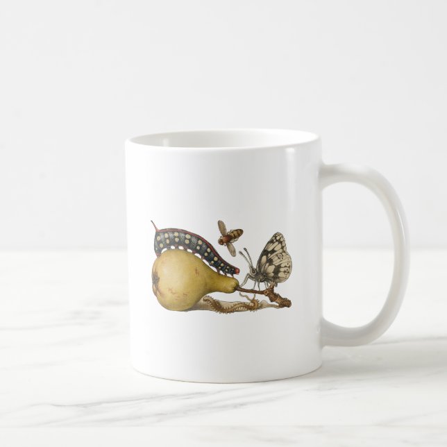 Butterfly Bee Fruit Insect Illustration Coffee Mug (Right)