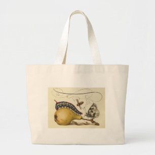 Butterfly Bee Fruit Insect Illustration Large Tote Bag