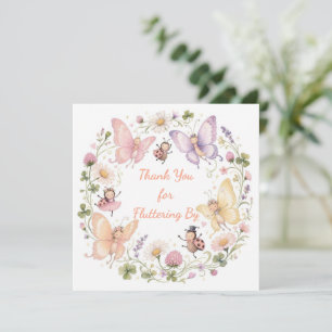 Butterfly Bee Ladybug Whimsical Garden Birthday Thank You Card