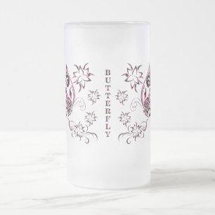 Butterfly Beer Glass Frosted Glass Beer Mug