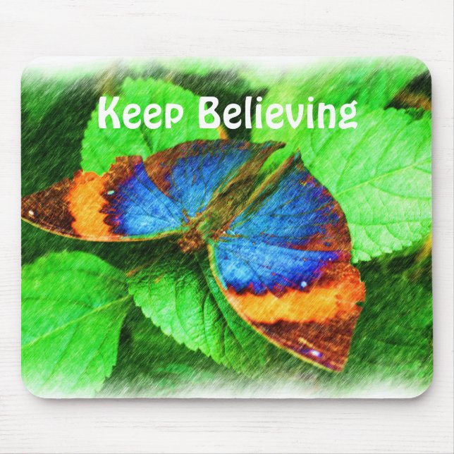 Butterfly Believe Inspirational Mouse Mat (Front)