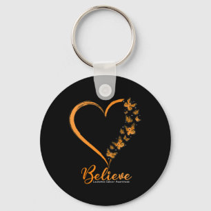 Butterfly Believe Leukaemia Awareness Orange Ribbo Key Ring
