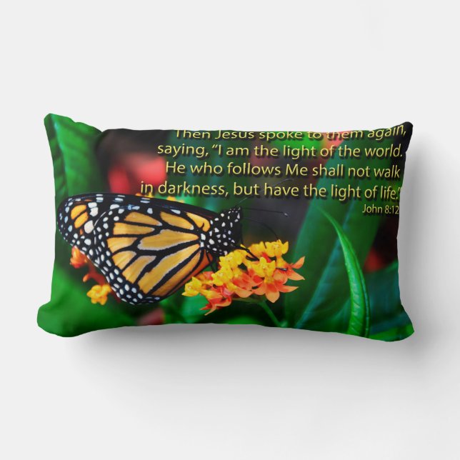 Butterfly Bible Quotes Inspirational Sayings Lumbar Cushion (Front)
