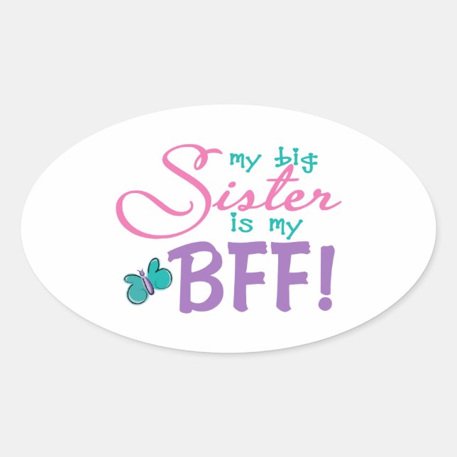 Butterfly Big Sister BFF Oval Sticker (Front)