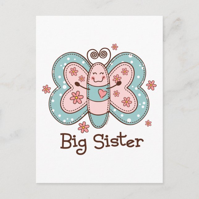 Butterfly Big Sister Postcard (Front)