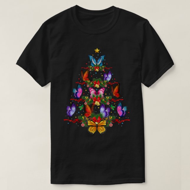 Butterfly Bird Lover Xmas Gift Butterfly Christmas T-Shirt (Design Front)
