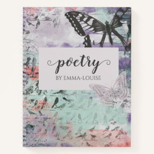 Butterfly Birds Abstract Personalised Poetry Notebook