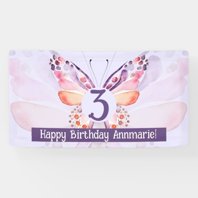 Butterfly Birthday Backdrop Banner (Horizontal)