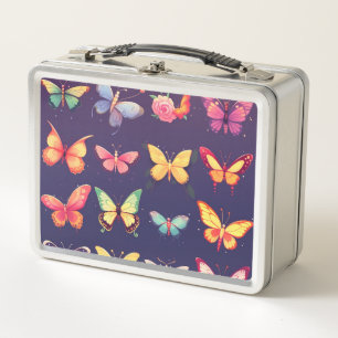 Butterfly, birthday, box, cute butterfly metal lunch box