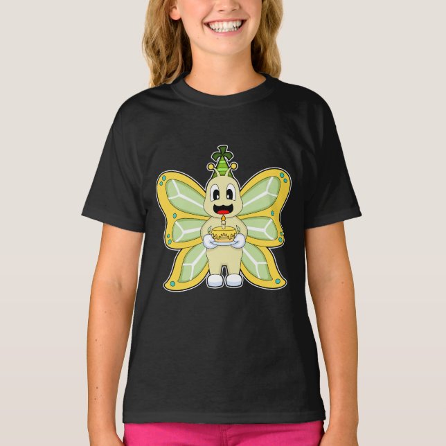 Butterfly Birthday Cake Candle T-Shirt (Front)