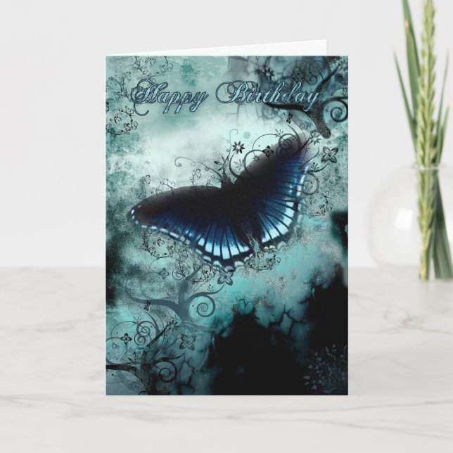 Butterfly Birthday Card - Blue Butterfly Birthday (Front)