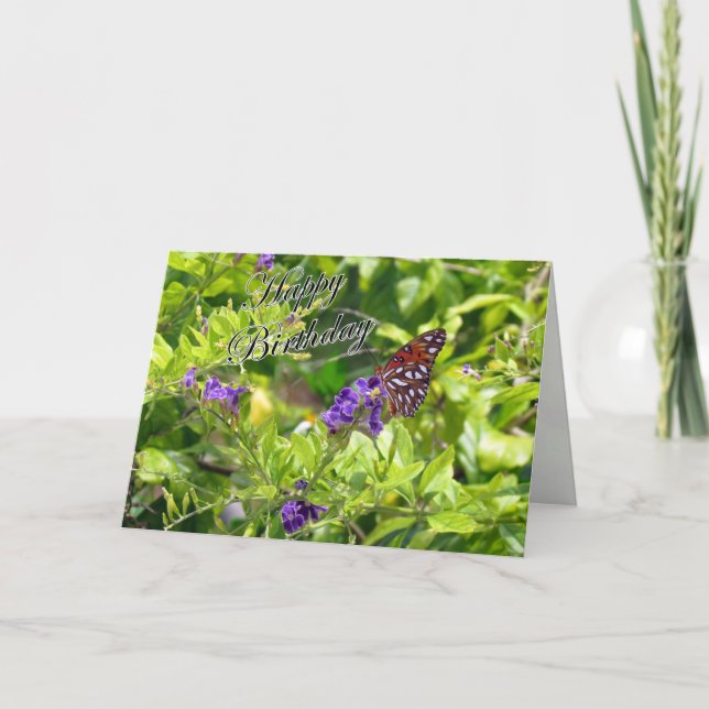 Butterfly Birthday Card - Gulf Fritillary (Front)