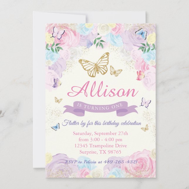 Butterfly Birthday Invitation (Front)